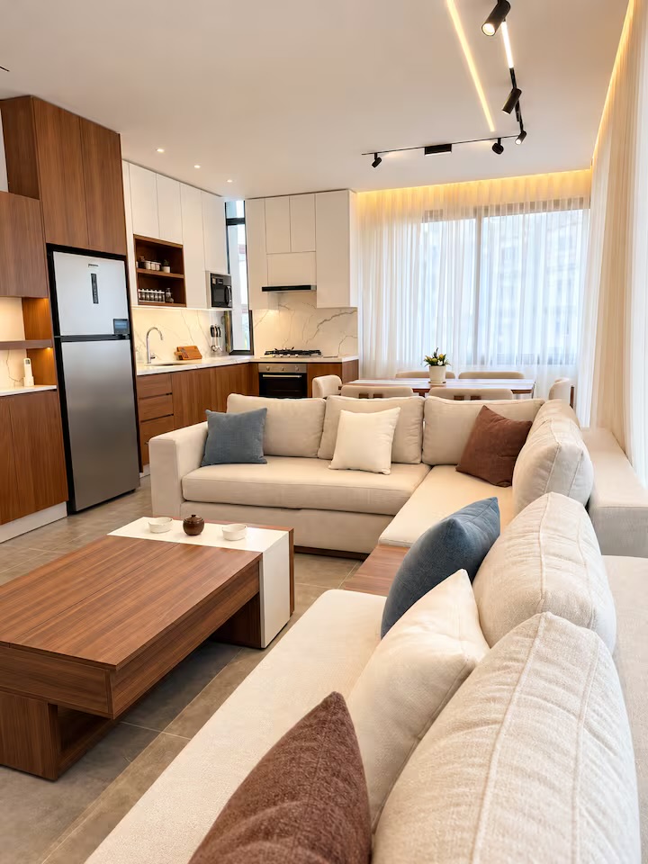 Open-plan living and kitchen